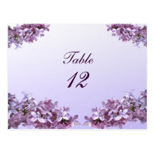 Lilac Wedding Table Number Post Cards
