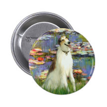 Lilies 2 -  Borzoi Pinback Buttons