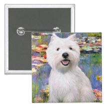 Lilies #2 - Westie #2 Button