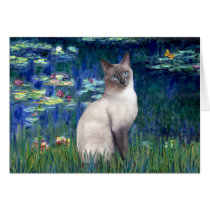 Lilies 5 - Blue Point Siamese cat Greeting Card