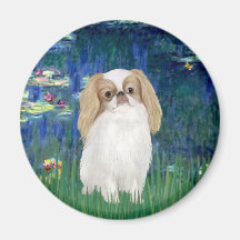 Lilies 5 - Japanese Chin (L1) Fridge Magnet