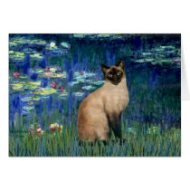 Lilies 5 - Seal Point Siamese cat Greeting Cards