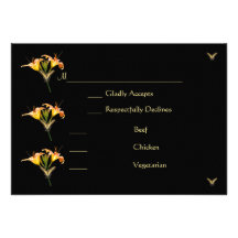 Lilies and Butterflies rsvp card Custom Invite