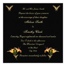 Lilies and Butterflies wedding invitation