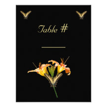 Lilies and Butterflies wedding table place card Custom Invitation