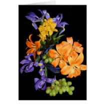 Lilies, irises and grapes