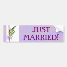 Lilly of the Valley JUST MARRIED bumpersticker Bumper Stickers