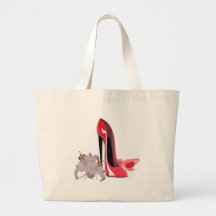 Lily and Red Stiletto Shoes Tote Bags