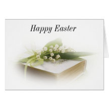 lily of the valley with bible Happy Easter Greeting Card
