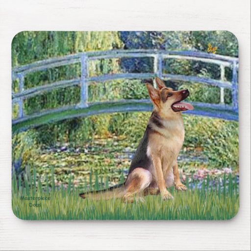 Lily Pond Bridge - German Shepherd 1 Mouse Pads