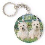 Lily Pond Bridge - Westies (two) keychains