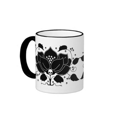 Lily Skull Motif Coffee Mugs by opheliasart