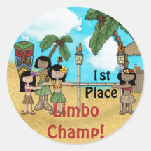 Limbo Luau Birthday Party - First Place Stickers