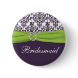 Lime and Purple Damask Bridesmaid Pin
