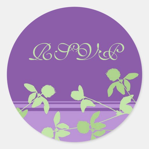 Lime and Purple Floral Wedding RSVP Envelope Seals Stickers