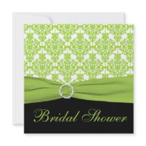 Lime Damask with Black Bridal Shower Invitation