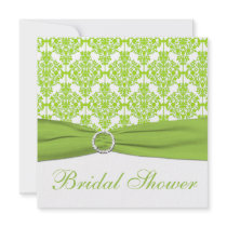 Lime Damask with White Bridal Shower Invitation