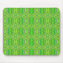 Lime Green 60's Retro Fractal Pattern Mousepads