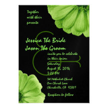Lime Green and Black Daisies Wedding Template Personalised Announcement