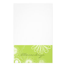 Lime Green and White Floral Notepad Customised Stationery