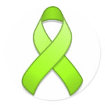 Lime Green Awareness Ribbon Round Sticker