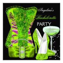 Lime green Bachelorette Party Shoes Corset Personalized Announcement