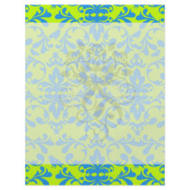 lime green bright blue bird damask pattern custom flyer