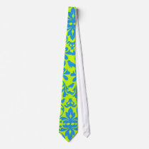 lime green bright blue bird damask pattern custom ties
