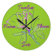 Lime Green Cursive Clock