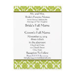 Lime Green Damask on White Wedding Invitation Post Card