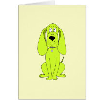 Lime Green Dog. Cute Hound Cartoon. Card