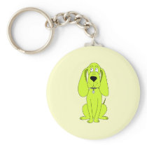 Lime Green Dog. Cute Hound Cartoon. Key Chains