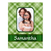 Lime green gingham post cards