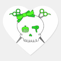 Lime Green Hair Accessory Skull Scissor Crossbones Heart Stickers