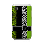 Lime Green Leopard and Zebra Monogram Animal Print Samsung Galaxy S Cover
