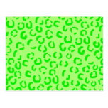 Lime Green Leopard Print Pattern. postcards