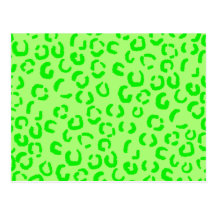 Lime Green Leopard Print Pattern. Post Card