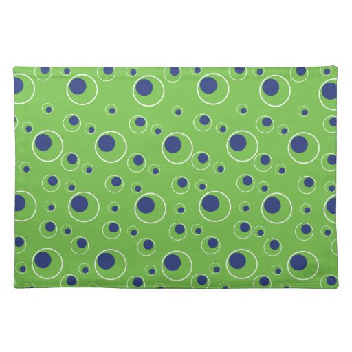 Lime Green Navy Blue Dots Pattern Kitchen Placemat Zazzle