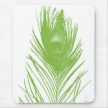 Lime Green Peacock Feather Mousepad