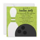 Lime Green Pin Pals Bowling Birthday Party Personalised Invitations