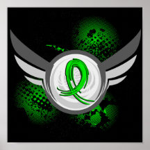 Lime Green Ribbon And Wings Non-Hodgkin's Lymphoma Poster