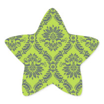 lime green royal damask pattern sticker