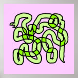 Lime Green Snake, on pink. Posters