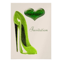 Lime Green Stiletto Shoe and 3D Heart Stylish Invi Announcements