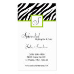 Lime Green Zebra Print Personalise Business Card