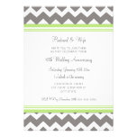 Lime Grey Chevron 10th Anniversary Invitation