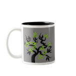 Lime Love Birds On Sakura Tree Mugs