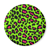 LIme Pink & Black Leopard Magnets
