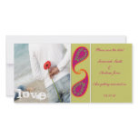 Lime & Raspberry Paisley Save the Date  Your Photo photo cards