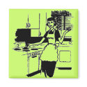 Lime Retro 50's Housewife in the Kitchen magnets